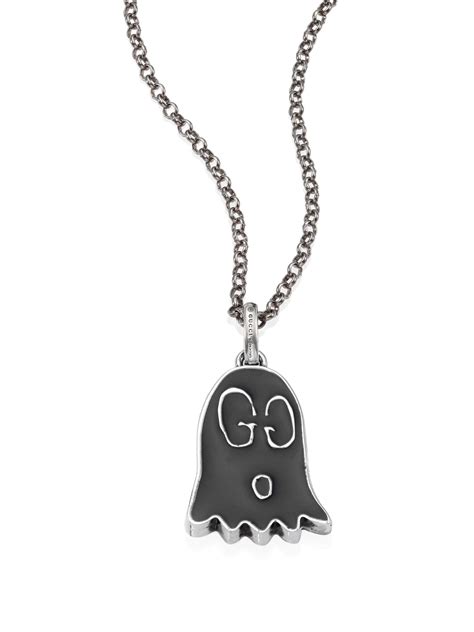 gucci trademark sterling silver pendant necklace|gucci ladies ghost necklace.